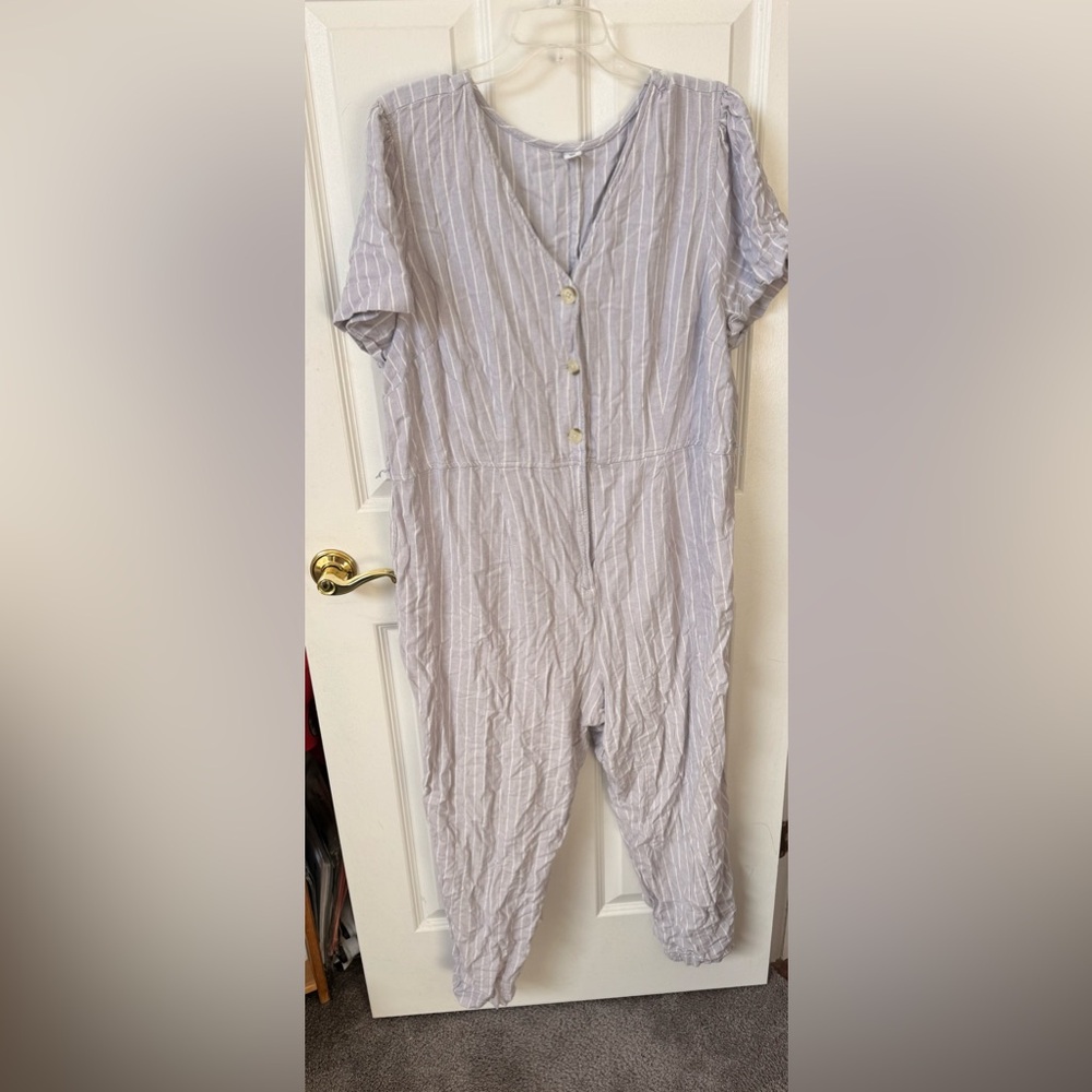 Old Navy Light Gray Striped jumpsuit